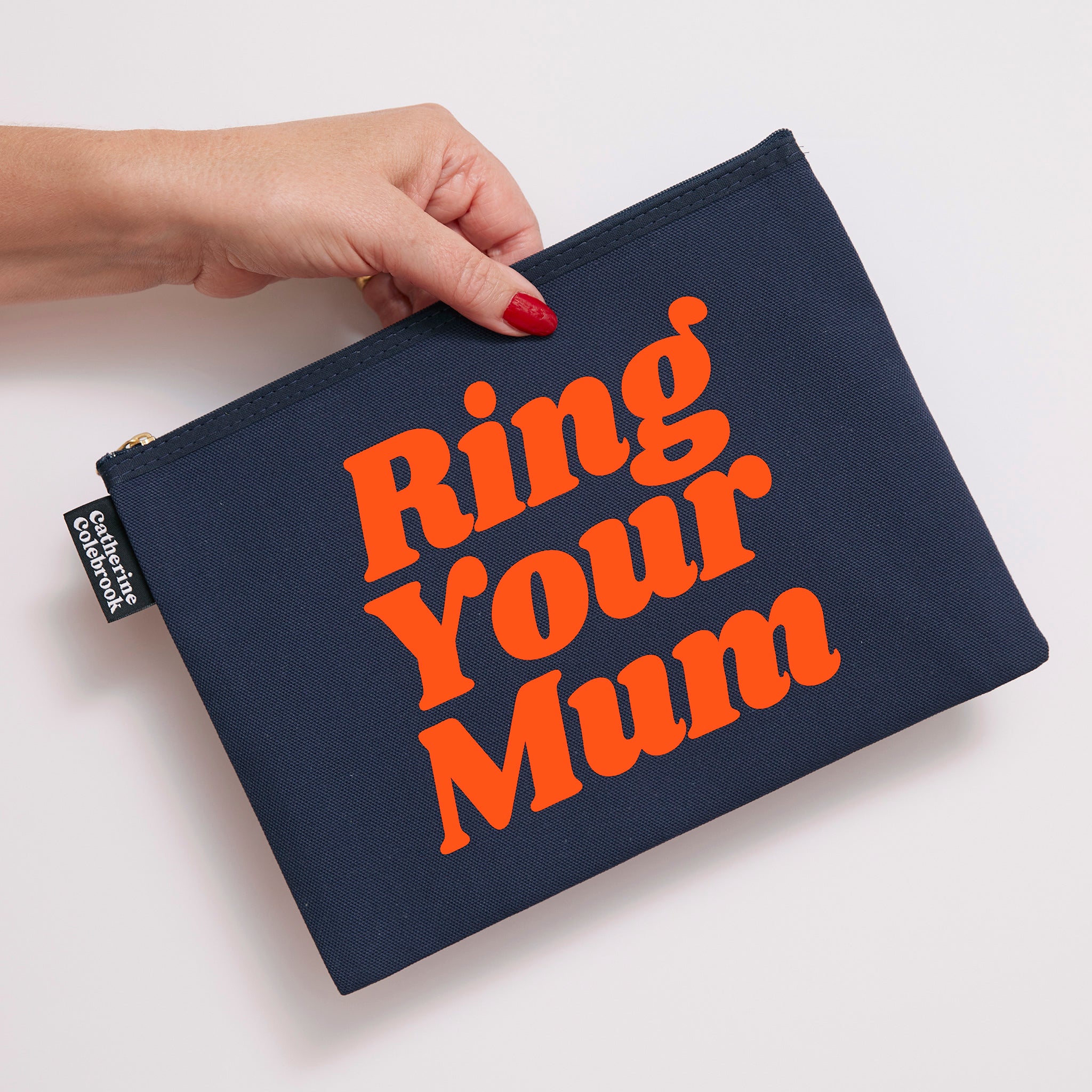 'RING YOUR MUM' PURSE NAVY/ORANGE