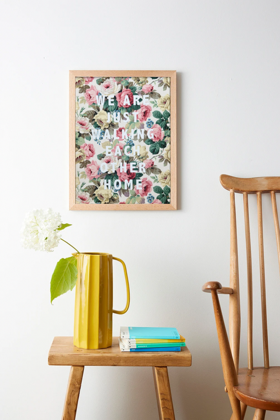 'WALKING EACH OTHER HOME' FLORAL FRAMED QUOTE PICTURE