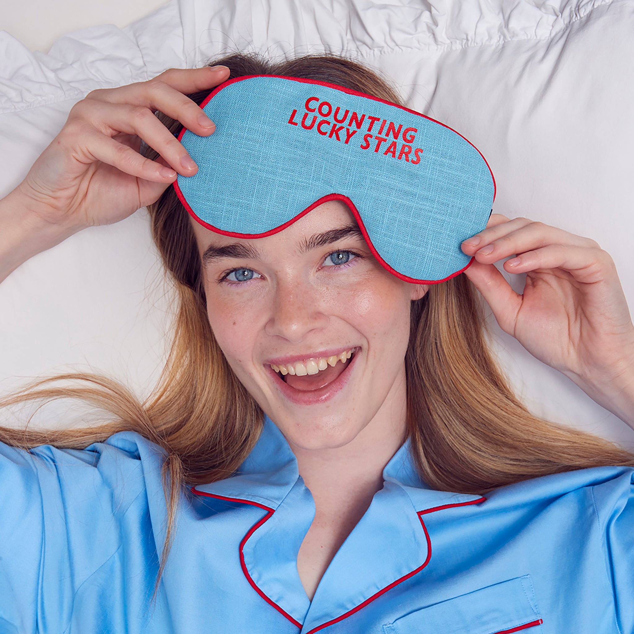 'COUNTING LUCKY STARS' LINEN EYE MASK – Catherine Colebrook