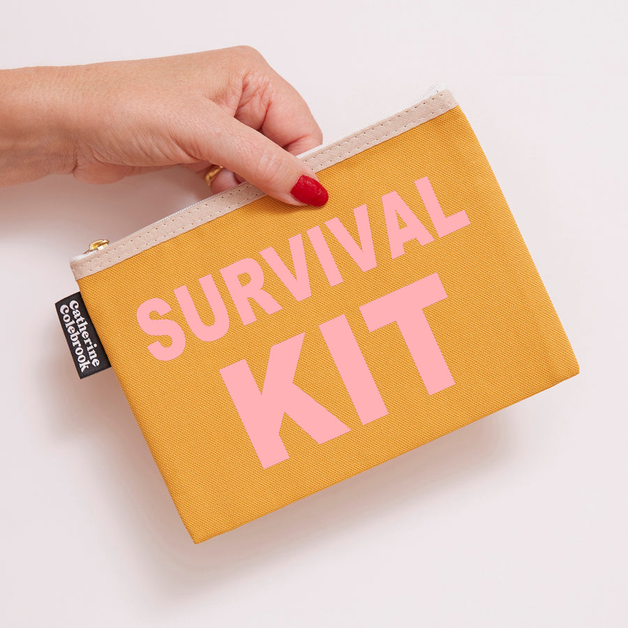 'SURVIVAL KIT' POUCH MUSTARD/SALMON PINK