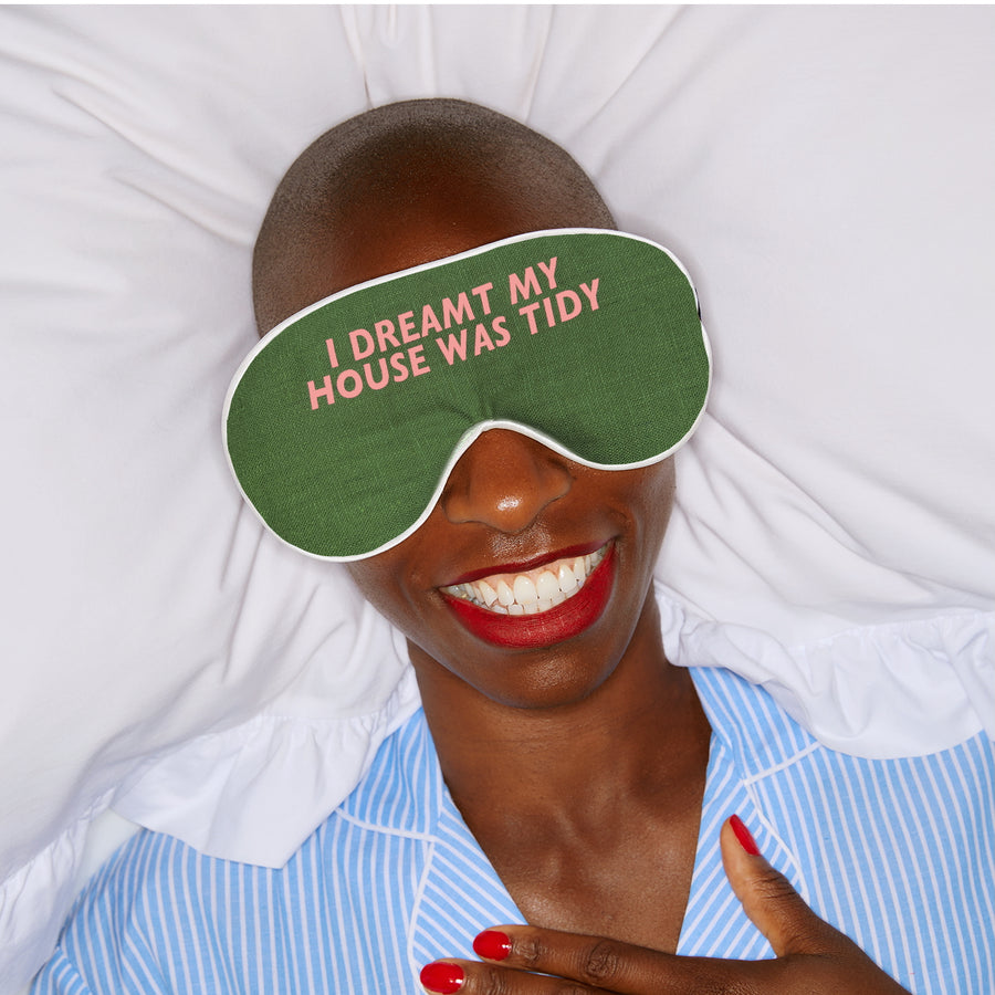 SLOGAN LINEN EYE MASK