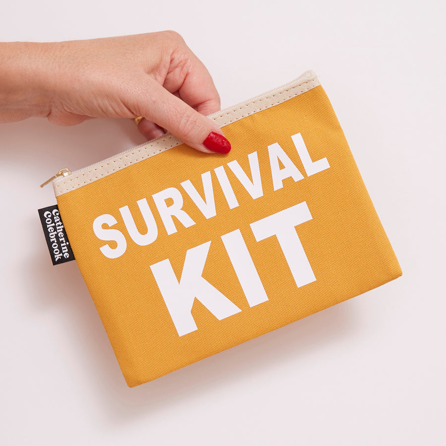 'SURVIVAL KIT' POUCH MUSTARD/SALMON PINK