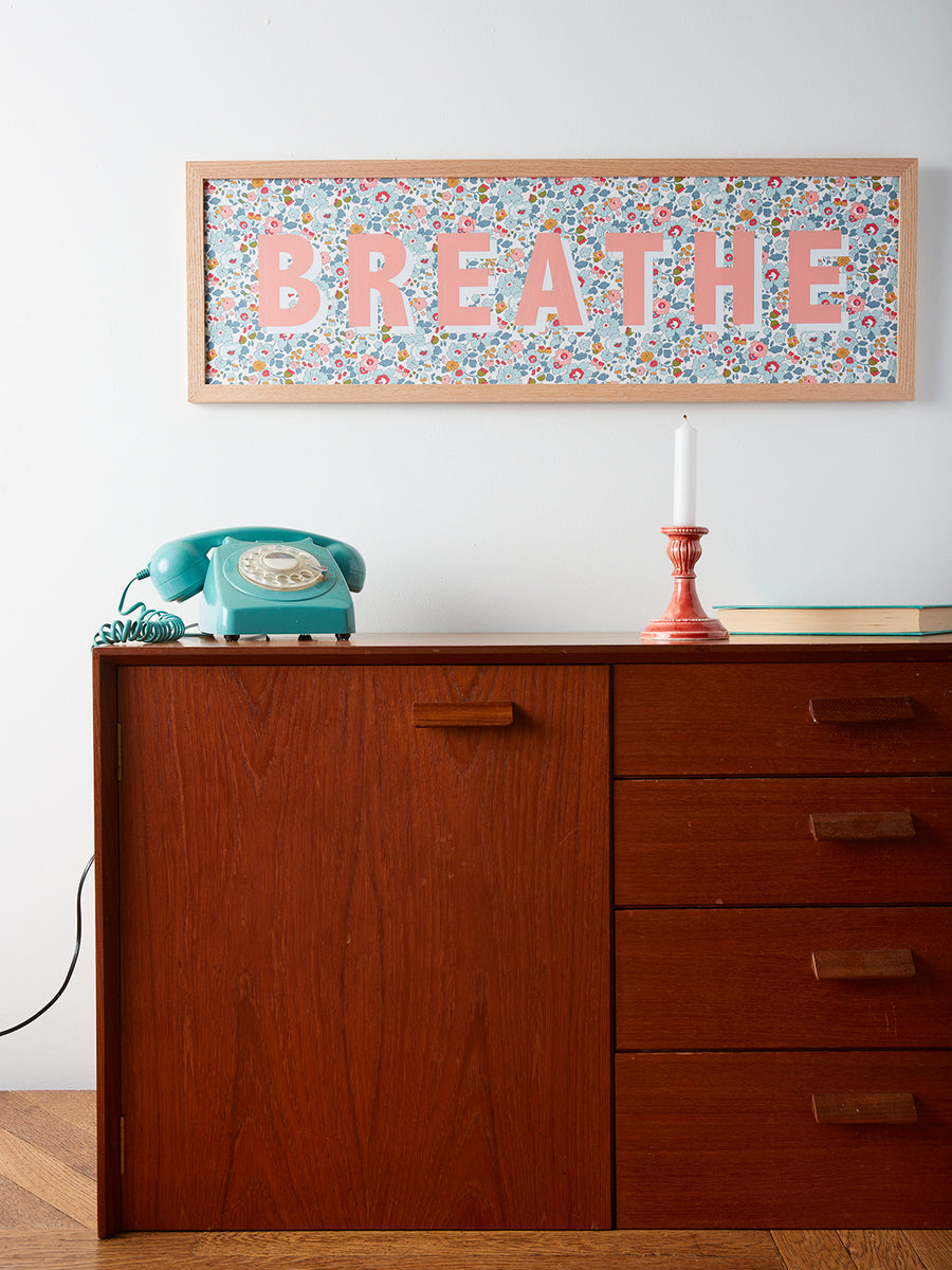 PERSONALISED FRAMED WORD/NAME PICTURE- LIBERTY BETSY BLUE FABRIC