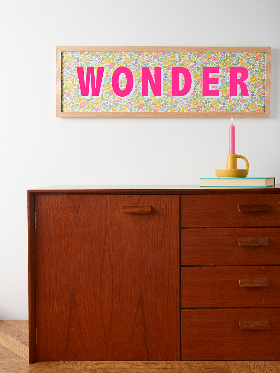 PERSONALISED FRAMED WORD/NAME PICTURE- LIBERTY BETSY YELLOW FABRIC