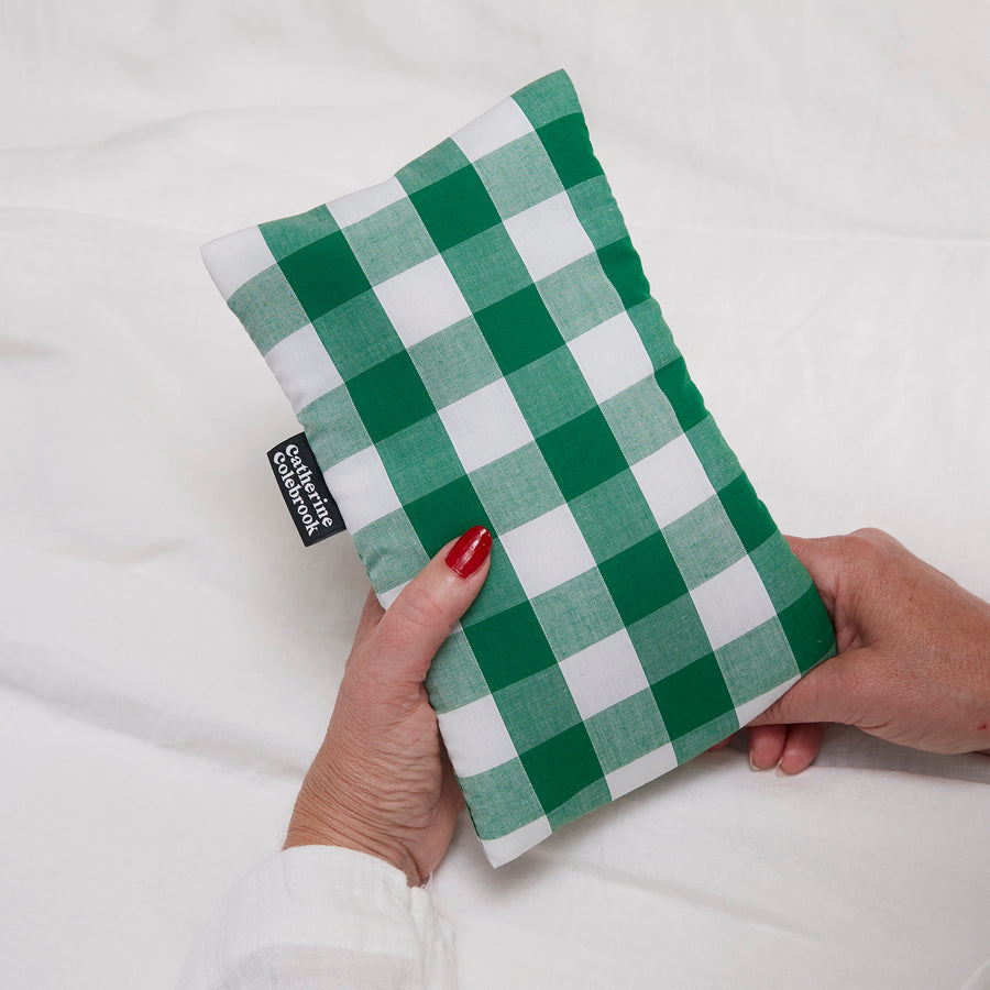 Catherine Colebrook chunky green gingham cute hot water bottle