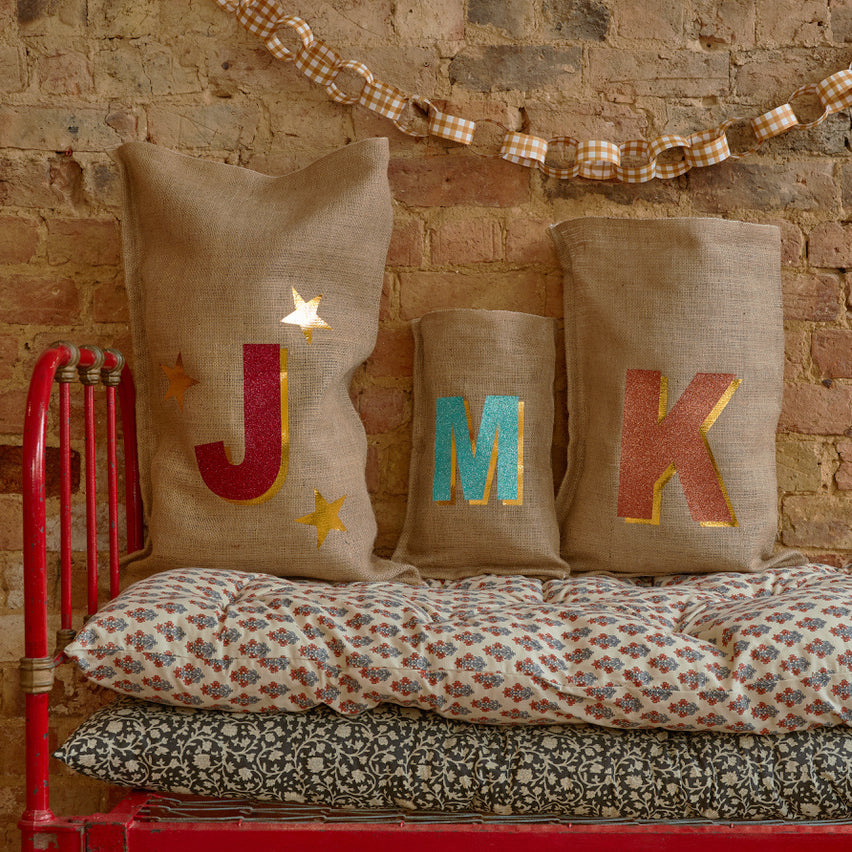 '3D' ALPHABET GLITTER CHRISTMAS SACK