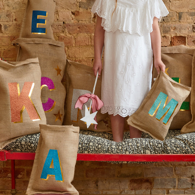 '3D' ALPHABET GLITTER CHRISTMAS SACK