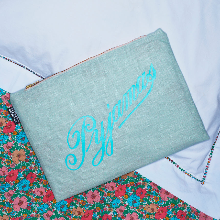 MINT LINEN VINTAGE PYJAMA CASE