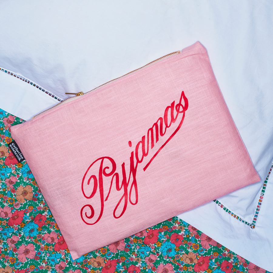 PINK LINEN PYJAMA CASE