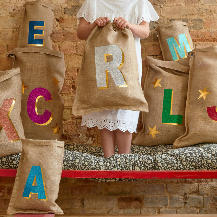 '3D' ALPHABET GLITTER CHRISTMAS SACK